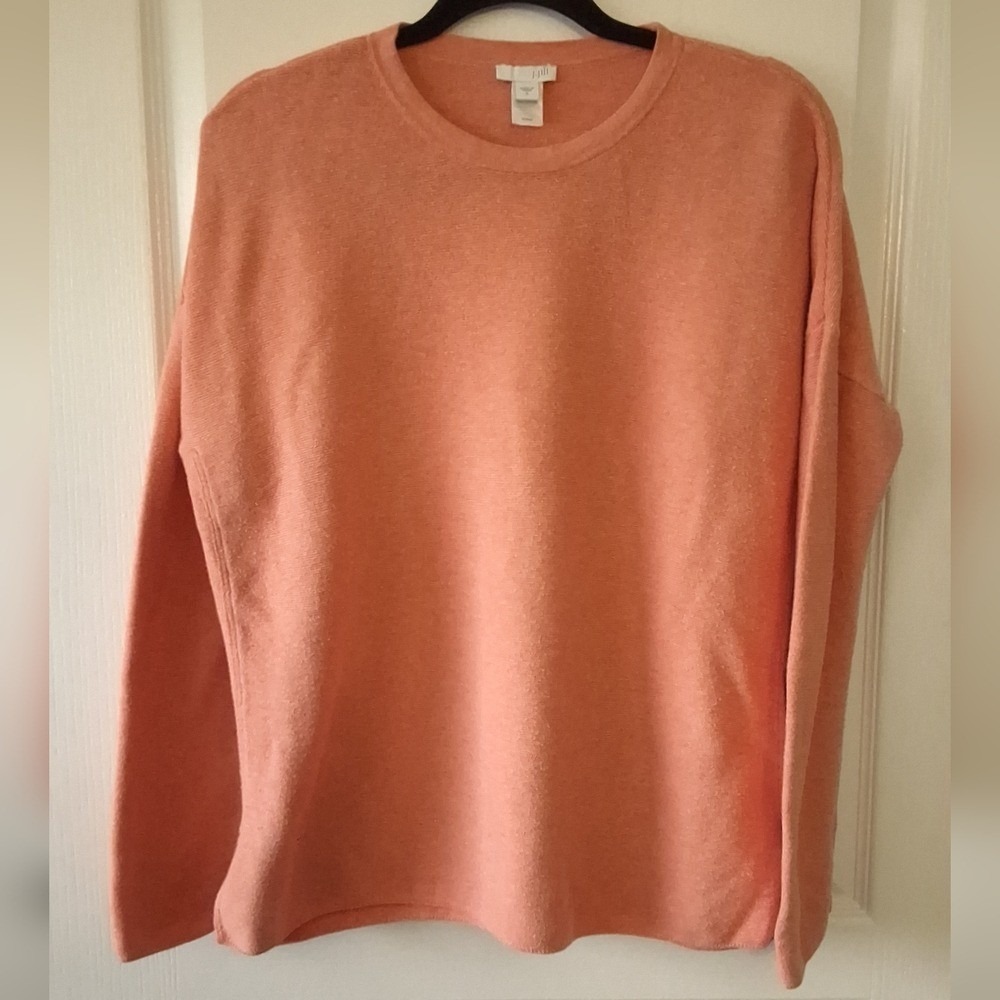 J Jill Women S Peach Stretch Knit‎ Pullover Casual Slouchy Coastal Mature Preppy